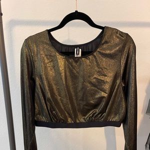 Torrid Curve Metallic Gold Cropped Top Size 2